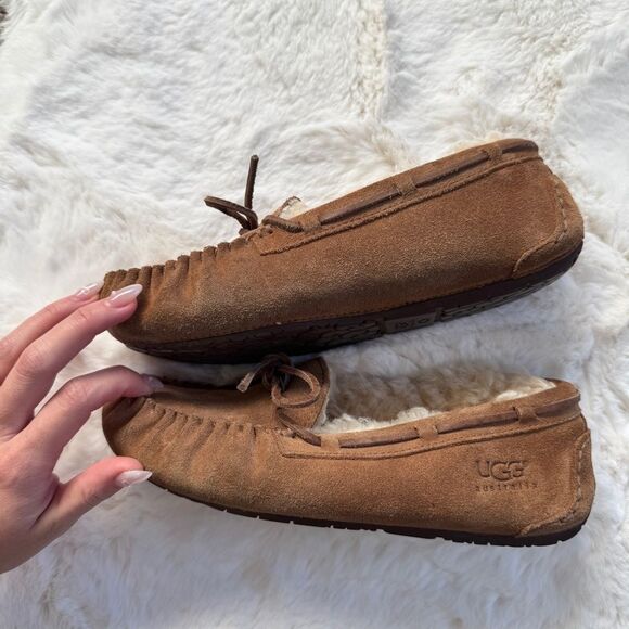 UGG Fur Moccasin Slippers 5 - Chestnut - Picture 4 of 7